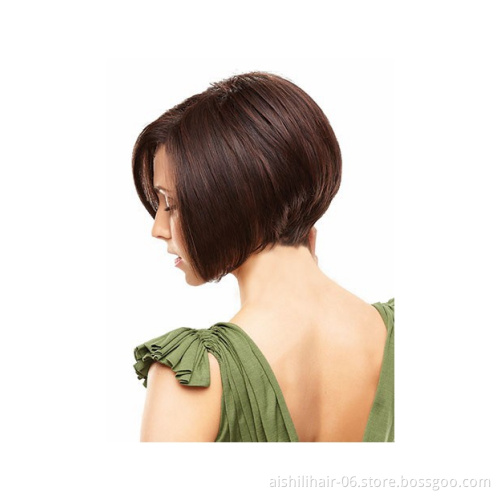 Fashion Short Bob Synthetiy wig Straight dark brown Color Artificial Hair For Women